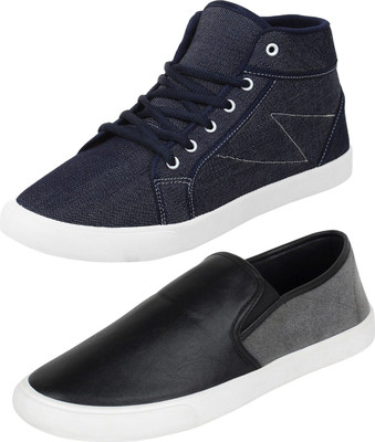 

Aero 02 Pair Combo Canvas Loafers For Men(Blue, Black, Grey