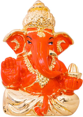 Gods & Gifts Premium Gold Plated Lord Ganesha Statue Showpiece - 6 cm(Gold Plated, Polyresin, Orange, Gold) available at flipkart for Rs.595