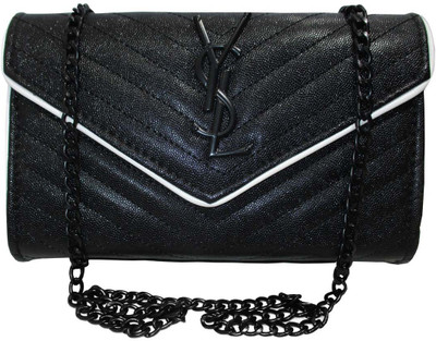 

RAHMAN BAGS Girls Evening/Party Black, White PU Sling Bag