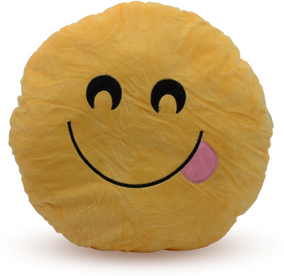 

Store2508 Emoji Smiley Soft Round Cushion Pillow (Design 03) - 35 cm(Yellow)