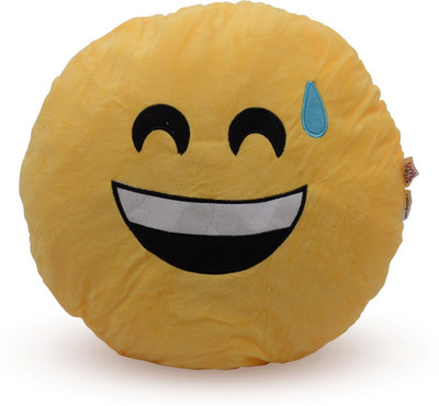 

Store2508 Emoji Smiley Soft Round Cushion Pillow (Design 02) - 35 cm(Yellow)