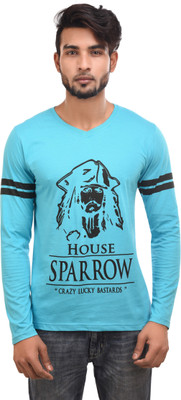 Spur Printed Men V-Neck Light Blue T-Shirt Spur Printed Men V-Neck Light Blue T-Shirt