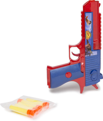 

Chhota Bheem Super bheem Hand pull soft bullet gun with 5 pcs bullets(Multicolor)