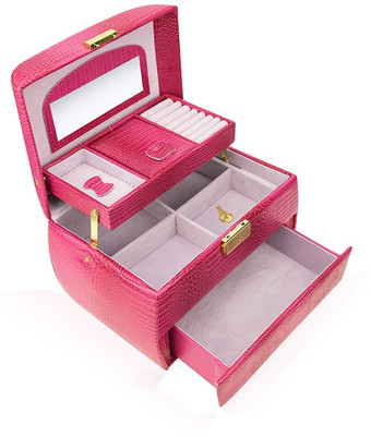 

ZEVORA Designer Vanity box Makeup, Jewellery, Multi Purpose Vanity Box(Pink)