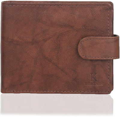 

K London Men Brown Genuine Leather, Fabric Wallet(7 Card Slots), Antique brown;brown