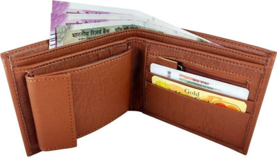 

Kgn Gallery Men Tan Genuine Leather Wallet(10 Card Slots)