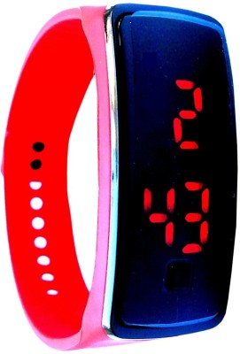 Haunt Unisex Bright Red Trendy Silicone Jelly Slim Button Led Band Digital Watch  - For Boys & Girls   Watches  (Haunt)