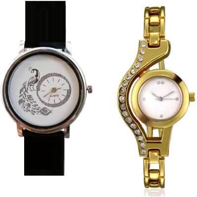 INDIUM NEW GOLD CHAIN AROUND DIAMOND WITH PEACOCK WATCH FANCY COLLECTION Watch  - For Girls   Watches  (INDIUM)