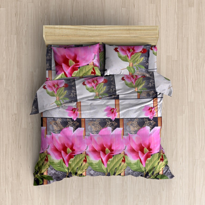 

MH DÉCOR 120 TC Cotton Double Printed Bedsheet(Pack of 3, Multicolor)