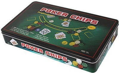 

Taaza Garam Casino Poker Set With 300 Poker Chips, Playing Cards, Gaming Mat In Tin Box Board Game