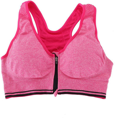 Alexa India Intense Running Yoga with Front Zipper Women's Sports Lightly Padded Bra Pink-01217 Women Sports Lightly Padded Bra(Pink) at flipkart