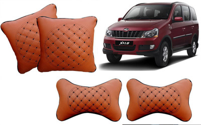 AUTO PEARL Beige Leatherite Car Pillow Cushion for Mahindra(Rectangular, Square, Pack of 4)