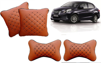 AUTO PEARL Beige Leatherite Car Pillow Cushion for Honda(Rectangular, Square, Pack of 4)