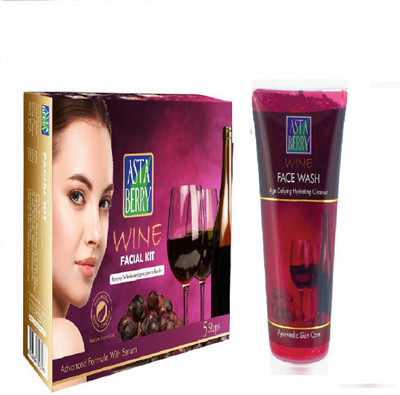 

Astaberry combo wine facial kit 270ml+wine face wash100ml(Set of 2)