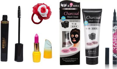 

Evuar Mascara, Charcoal Face Mask, Waterproof Eyeliner Pencil, Lipsitck and band(Set of 5)