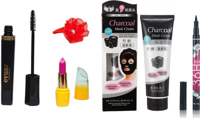

Evuar Mascara, Charcoal Face Mask, Waterproof Lash Pencil Eyeliner, Lipsitck and band(Set of 5)