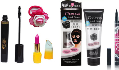 

Evuar Mascara, Charcoal Face Mask, Pencil Eyeliner, Lipsitck and band(Set of 5)
