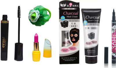 

Evuar Mascara, Charcoal Face Mask, Waterproof Eyeliner(Pencil), Lipsitck and band(Set of 5)