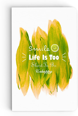 

inkFlap A5 Notebook(Premium Designer Notebook - Smile (Life is Too Short), White)