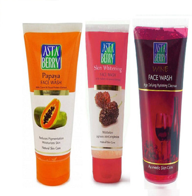 

Astaberry combo papaya face wash ,wine face wash,skin whitening face wash each 100ml Face Wash(300 ml)