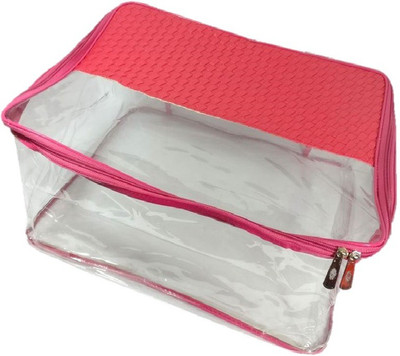 

Addyz Saree Cover Ladies Criss Cross Transparent Saree Cover Salwar Suit Kamiz Cover Storage Bag Garment Bag(Pink)