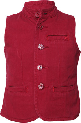 

Tales & Stories Sleeveless Solid Baby Boys Jacket, Maroon
