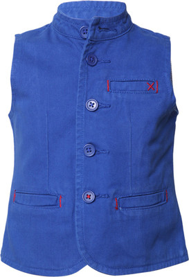 

Tales & Stories Sleeveless Solid Baby Boys Jacket, Royal blue