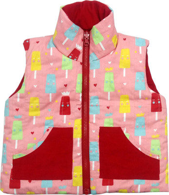 

Always Kids Sleeveless Printed Baby Boys & Baby Girls Jacket, Pink ice-cream
