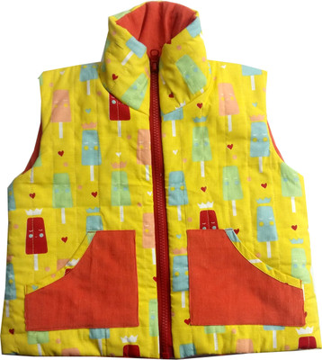 

Always Kids Sleeveless Printed Baby Boys & Baby Girls Jacket, Yellow ice-cream