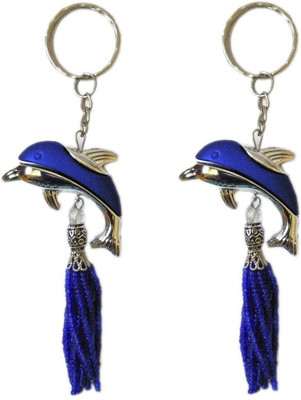 

MM Set of 2 Fashionable Blue Keychain of 2 Dolphins Premium Charm Pendant Key Chain Key Chain