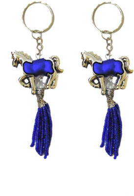 

MM Set of 2 Fashionable Blue Keychain of 2 Horses Premium Charm Pendant Key Chain Key Chain