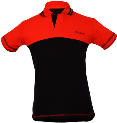 

Gkidz Boys Solid Cotton T Shirt(Red, Pack of 1, Black