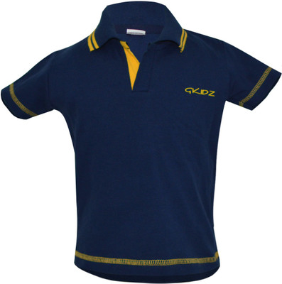 

Gkidz Boys Solid Cotton T Shirt(Blue, Pack of 1, Navy