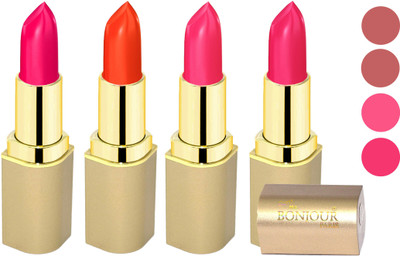 

Nailbow Bonjour Paris Soft Creame Matte Lipstick(Hot Pink-Dark Orange-Pink-Sweet Pink, 16.8 g)