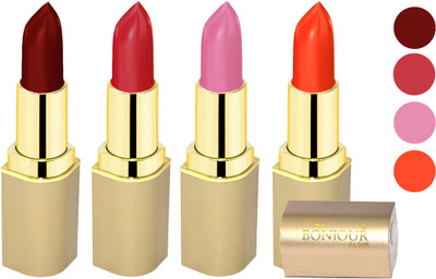 

Nailbow Bonjour Paris Soft Creame Matte Lipstick(Maroon-Cherry-New Pink-Dark Orange, 16.8 g)