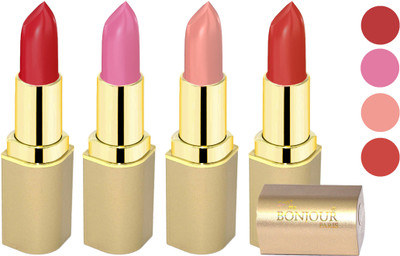 

Nailbow Bonjour Paris Soft Creame Matte Lipstick(Cherry-New Pink-Light Nude-Orange, 16.8 g)