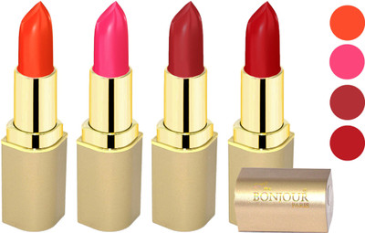 

Nailbow Bonjour Paris Soft Creame Matte Lipstick(Dark Orange-Pink-Brick-Dark Red, 16.8 g)