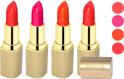 

Nailbow Bonjour Paris Soft Creame Matte Lipstick(Light Red-Hot Pink-Dark Orange-Sweet Red, 16.8 g)