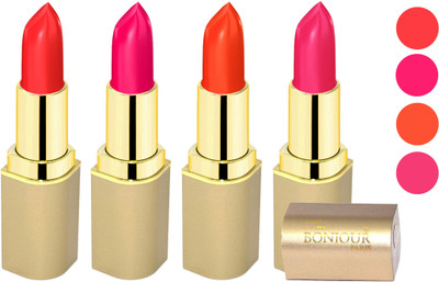 

Nailbow Bonjour Paris Soft Creame Matte Lipstick(Light Red-Hot Pink-Dark Orange-Sweet Pink, 16.8 g)