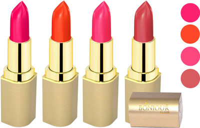 

Nailbow Bonjour Paris Soft Creame Matte Lipstick(Hot Pink-Dark Orange-Pink-Mauve, 16.8 g)