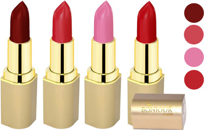

Nailbow Bonjour Paris Soft Creame Matte Lipstick(Maroon-Cherry-New Pink-Dark Red, 16.8 g)