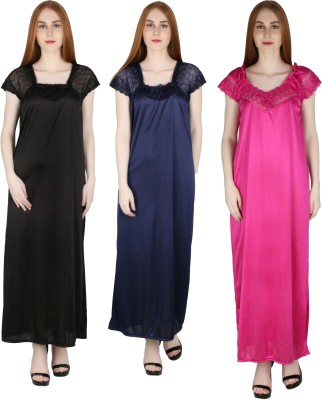 me&fashion Women Nighty(Dark Blue, Black, Pink)