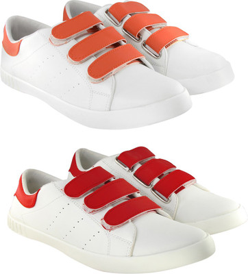 

Blinder Men's White Orange and Red Combos Sneakers For Men(White