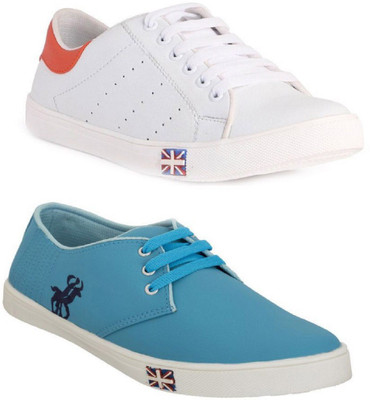 

Blinder Men's White Orange Sky Blue Combos Casuals For Men(Multicolor, White_blue