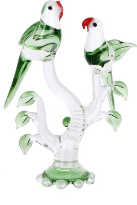 AFAST Afast Crystal Loving Birds Couple Relaxing On A Well-Favoured Tree Decorative Showpiece  -  13.4 cm(Brass, Yellow)