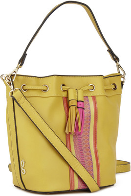 

Global Desi Women Casual Yellow PU Sling Bag