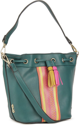 

Global Desi Women Casual Green PU Sling Bag