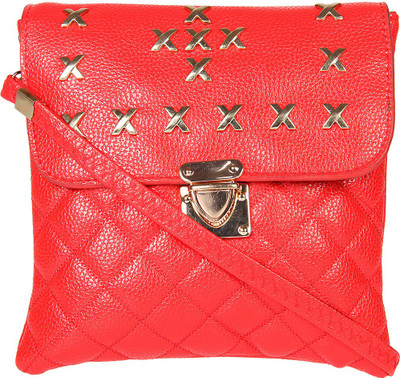 

London Design Women Casual Red Leatherette Sling Bag