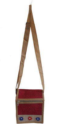 

HideCrusH Girls Casual Maroon Jute Sling Bag