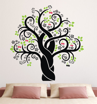 HAPPYSTICKY 105 cm Colorfull Tree Removable Sticker(Pack of 1)